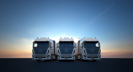 Obraz na płótnie Canvas white truck for logistics company - 3D Illustration