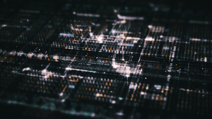 Advance digital generated motion abstract matrix cyber environment big data analytic artificial intelligent metaverse simulation, head up display background