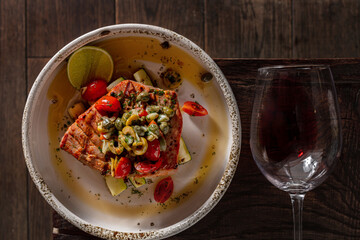 tuna steak with olive salsa