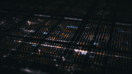 Advance digital generated motion abstract matrix cyber environment big data analytic artificial intelligent metaverse simulation, head up display background