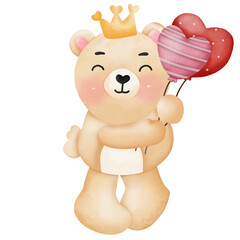 valentine-teddy-bear watercolor