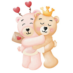 valentine-teddy-bear-couple watercolor