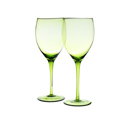 Elegant clean empty glasses on white background