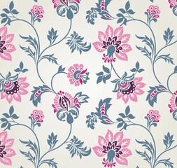 Colorful wedding card design, paisley floral pattern , India	