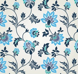 Colorful wedding card design, paisley floral pattern , India	