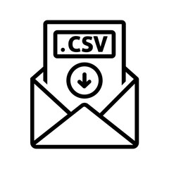 Black line icon for CSV file