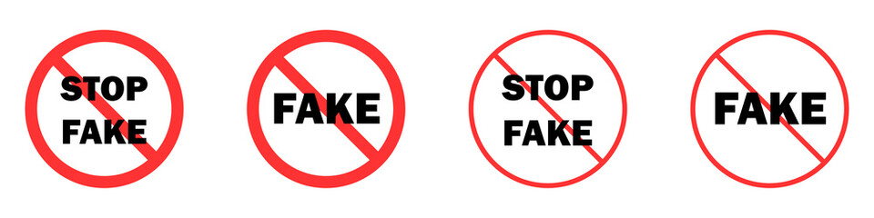Fake. False information and news in the media. Stop fake and misinformation. Icon set. Vector illustration