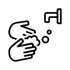 Black line icon for Wash hands