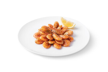 Boiled shrimp with lemon