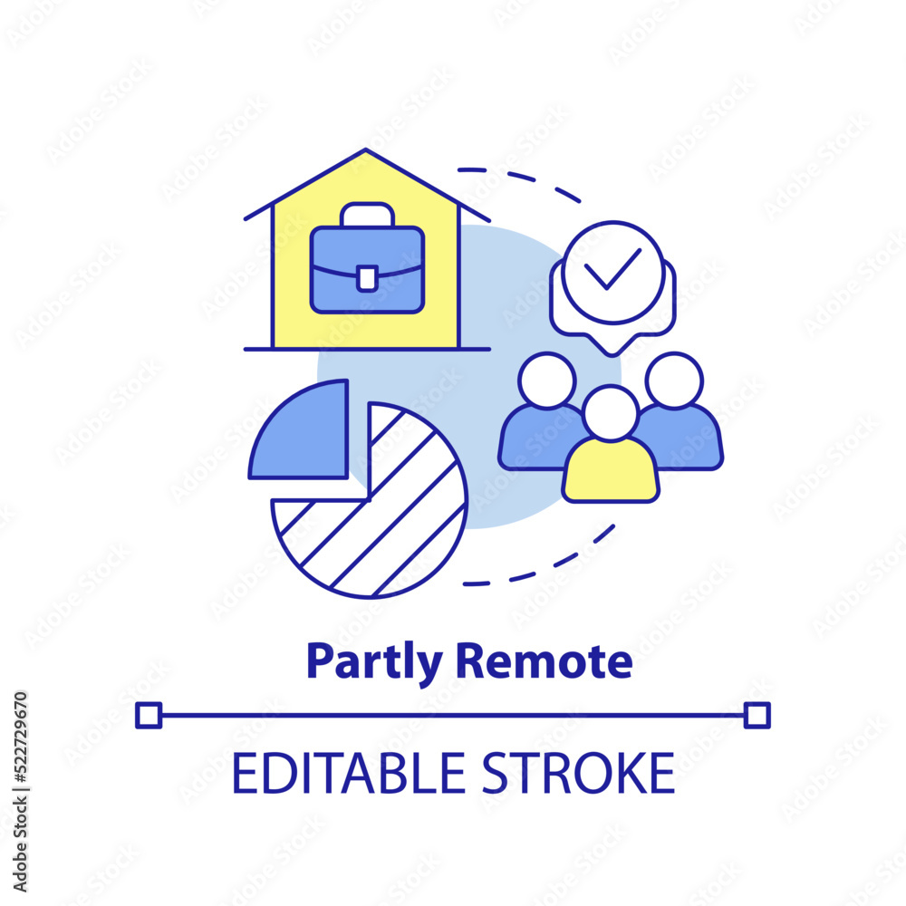 Poster partly remote concept icon. workflow schedule. freelance. hybrid work model abstract idea thin line 