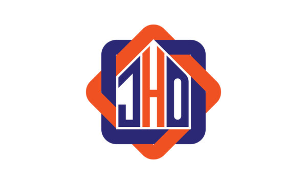 JHO three letter real estate logo with home icon logo design vector template | construction logo | housing logo | engineering logo | initial letter logo | minimalist logo | property logo |