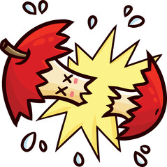 Leftover apple cartoon character get broken