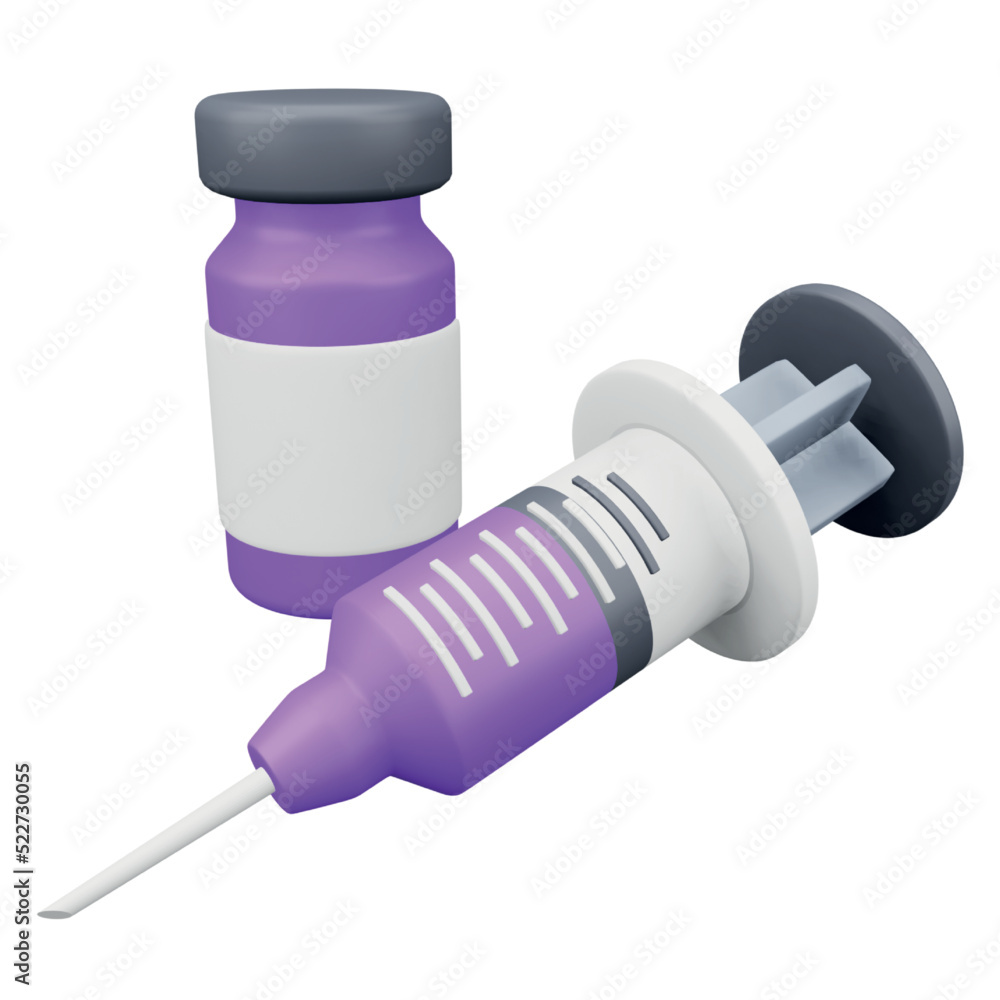 Poster vaccine injection 3d rendering isometric icon.