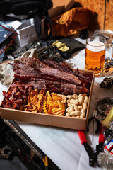 Beer snack nets in cardboard boxes