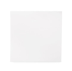 Blank sticky note on white background, top view