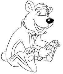 Obraz premium Cartoon bear for coloring page.