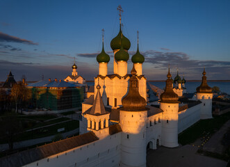 The Kremlin of Rostov the Great in the rays of the setting sun