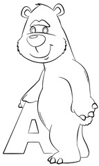 Cartoon bear for coloring page.