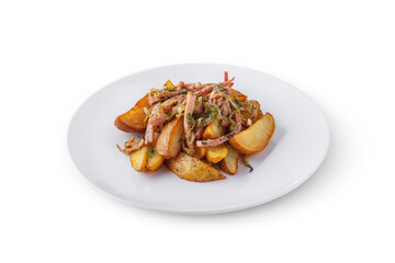 Fried potatoes with bacon and onions