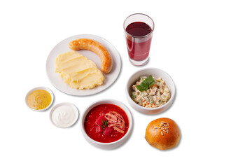 Set breakfast with different dishes