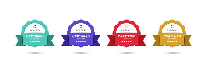 Modern certificate badge design with ribbon vector illustration