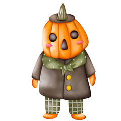 Haloween-Pumpkin girl watercolor