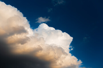 Fototapeta Beautiful landscape of cloudy sky, partial dark, fluffy clouds. Natural landscape. obraz