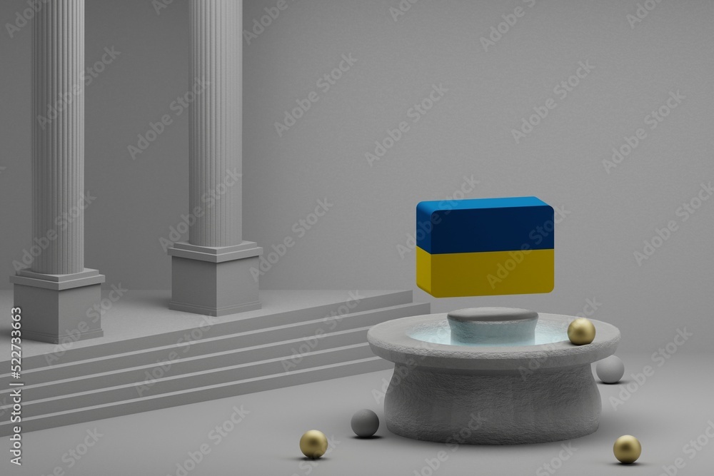 Poster beautiful abstract illustrations ukrainian flag symbol icons on a column and wonderful background. 3