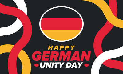 German Unity Day. Celebrated annually on October 3 in Germany. Happy national holiday of unity, freedom and reunification. Deutsch flag. Patriotic poster design. Vector illustration