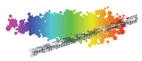 Colorful tire track on white background