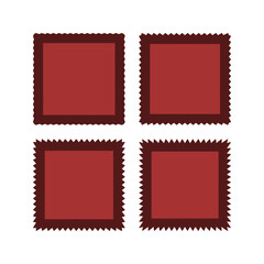 Zigzag Edge Red Square Stroke Shapes