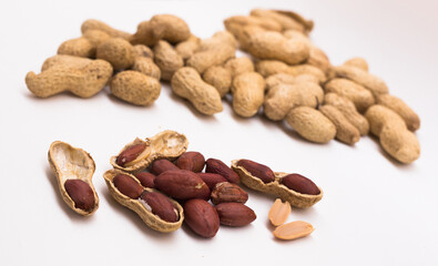 peanut kernels on a white background