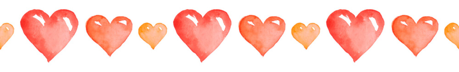 Grunge watercolor seamless pattern with hand painted hearts. Texture for web, print, valentines day wrapping paper, wedding invitation card background, textile, fabric, home decor, romantic gift paper