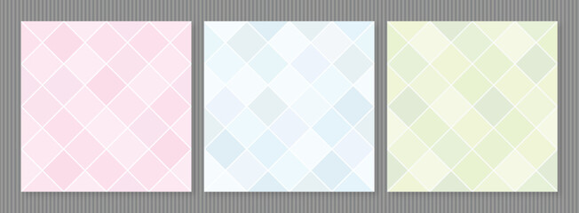 Set of three colors floor tiles texture seamless pattern vectors