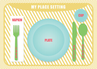 napkin plate spoon fork knife
