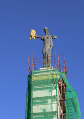 Sculture of Medea with Golden Fleece at Europe Square. December 31,2021 in Batumi, Georgia. - obrazy, fototapety, plakaty