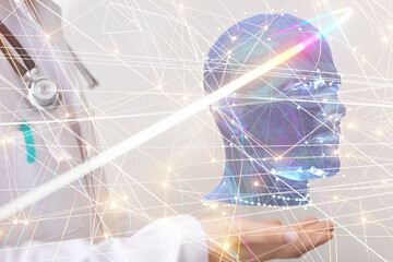 medical on hospital background, medical technology network concept