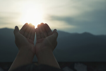Human hands open their palms to worship and pray to God.  Faith in God, Love, Hope, Faith in God ...
