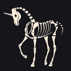 Unicorn skeleton on a black background