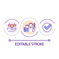 High performing leader loop concept icon. Successful corporate manager abstract idea thin line illustration. Executive management. Isolated outline drawing. Editable stroke. Arial font used