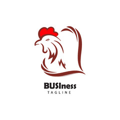 Chicken and love icon logo for farm, agribusiness or restaurant