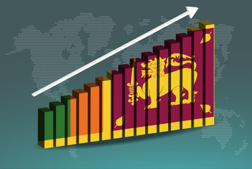 Sri Lanka 3D bar chart graph vector, upward rising arrow on data, country statistics concept