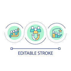 Employee engagement loop concept icon. Worker performance improving with incentives abstract idea thin line illustration. Increase retention. Isolated outline drawing. Editable stroke. Arial font used