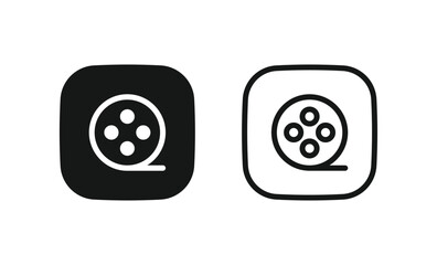 reels icon, media player filmstrip icon, film reel icon - camera tape symbol . video film roll icons