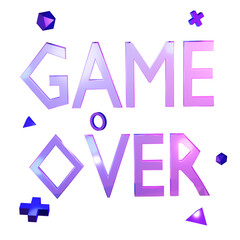 text game over glowing neon font 3d illustration