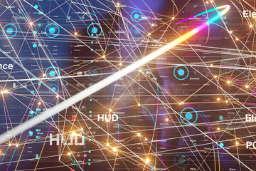 Neural network 3D illustration. Big data and cybersecurity