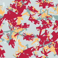 Urban camouflage of various shades of red, grey and orange colors