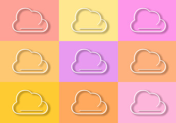 icon set of  bright color clouds