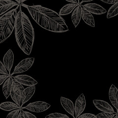 Tropical Leaf line drawing background. Poster/Template.