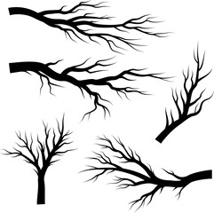 Silhouettes of branches. Vector design elements.